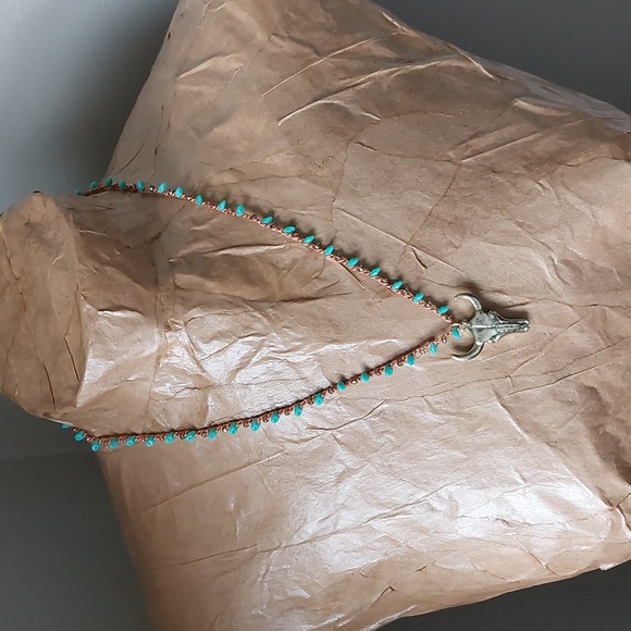 Sale Southwestern Crocheted Necklace, Turquoise, Handmade by Rust Belt Raised - Picture 8 of 13